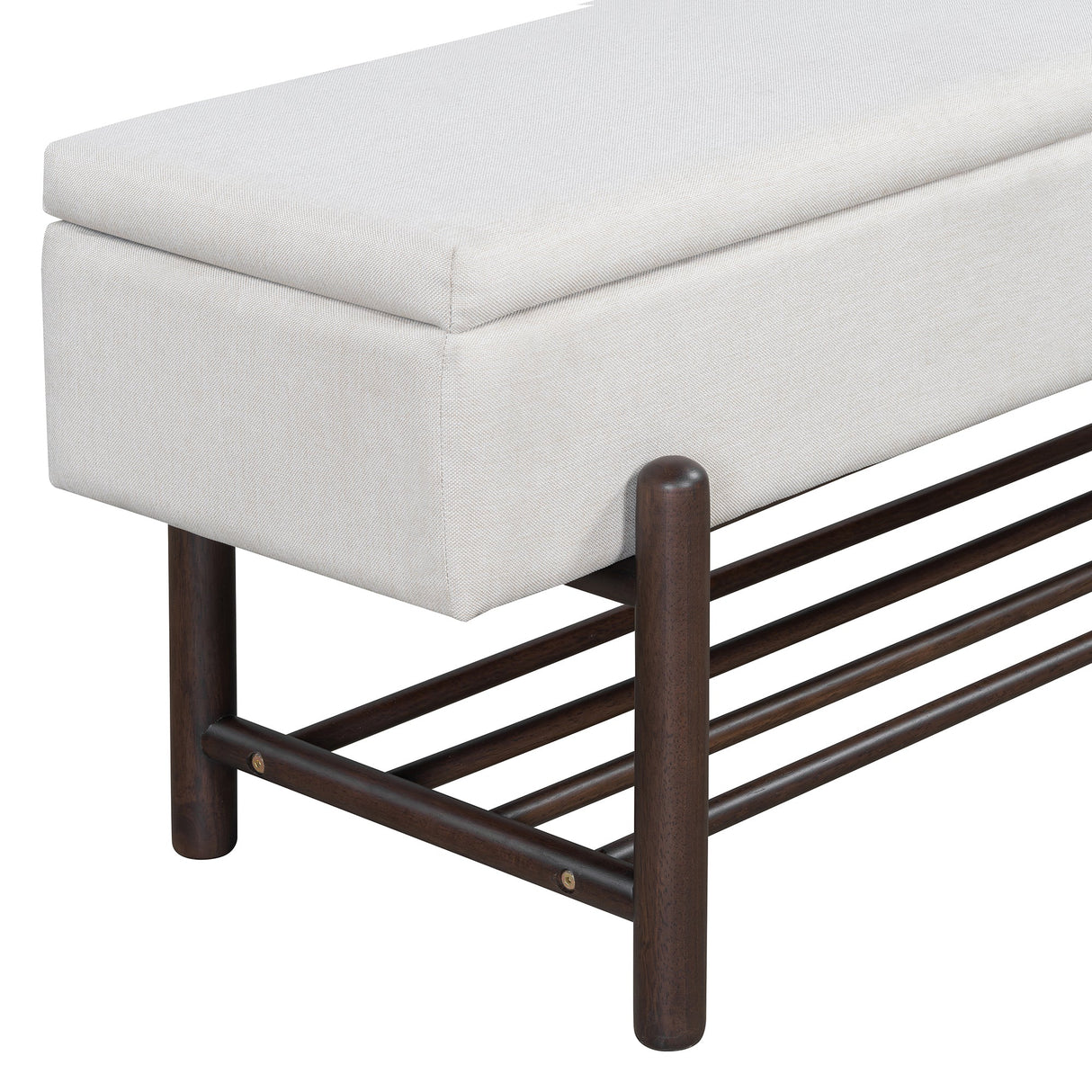 TREXM Farmhouse Upholstered Storage Bench with Hidden Compartment - Espresso
