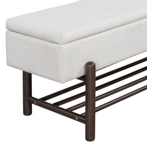 TREXM Farmhouse Upholstered Storage Bench with Hidden Compartment - Espresso