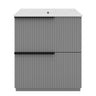 Fluted Bathroom Vanity With Ceramic Sink, Freestanding Cabinet