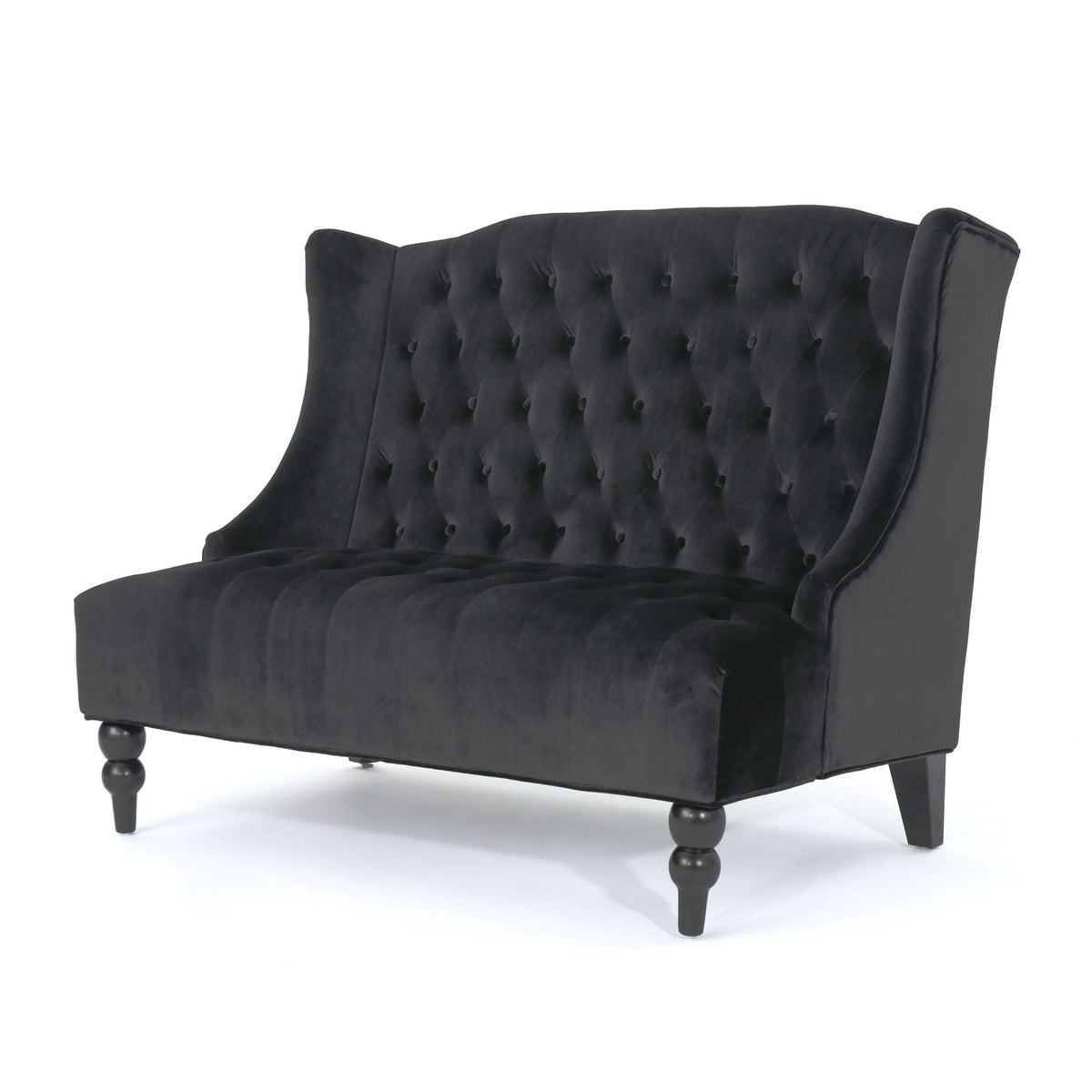 Upholstered Loveseat with Wing Back and Diamond Tufting - Multiple Colors
