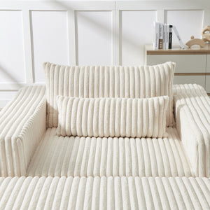 75-Inch Corduroy Sofa Lounge Chair with Removable Footrest