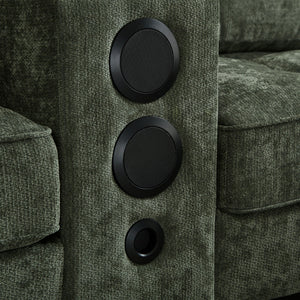 Modern Sectional Sofa U-Shaped With Movable Ottomans, tooth Speakers, LED Lights And Modular Storage