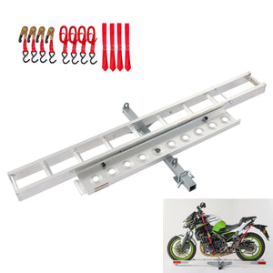 Motorcycle Hitch Mount Carrier With Ramp, Rust-Resistant - Silver