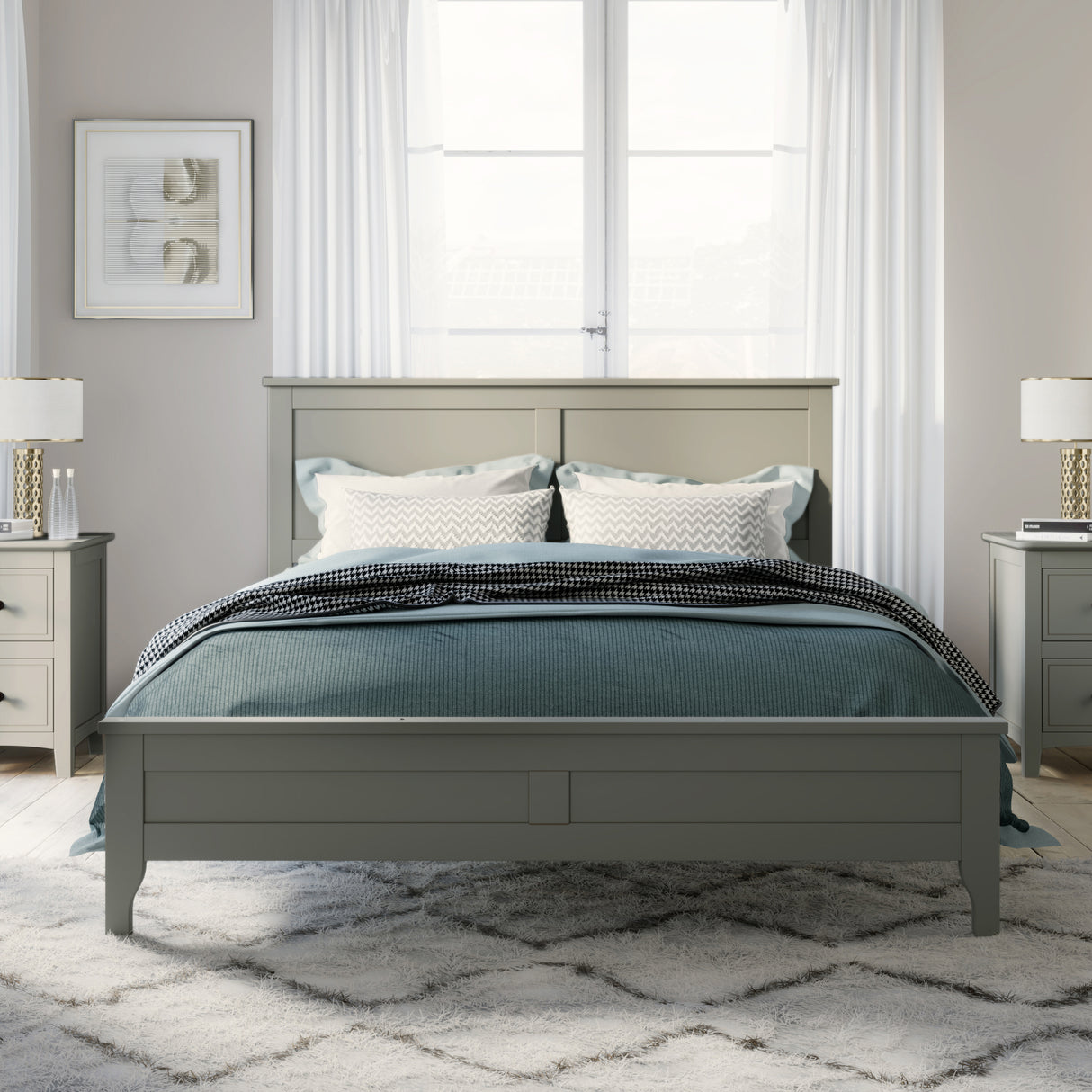 Modern Gray Solid Wood Full Platform Bed(old sku:WF283524AAE)