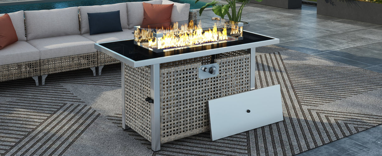 K&K 43' Propane Gas Fire Pit Table, Grey