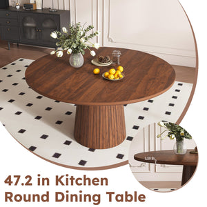 47 Inch Round MDF Dining Table for 4, Modern Farmhouse Style