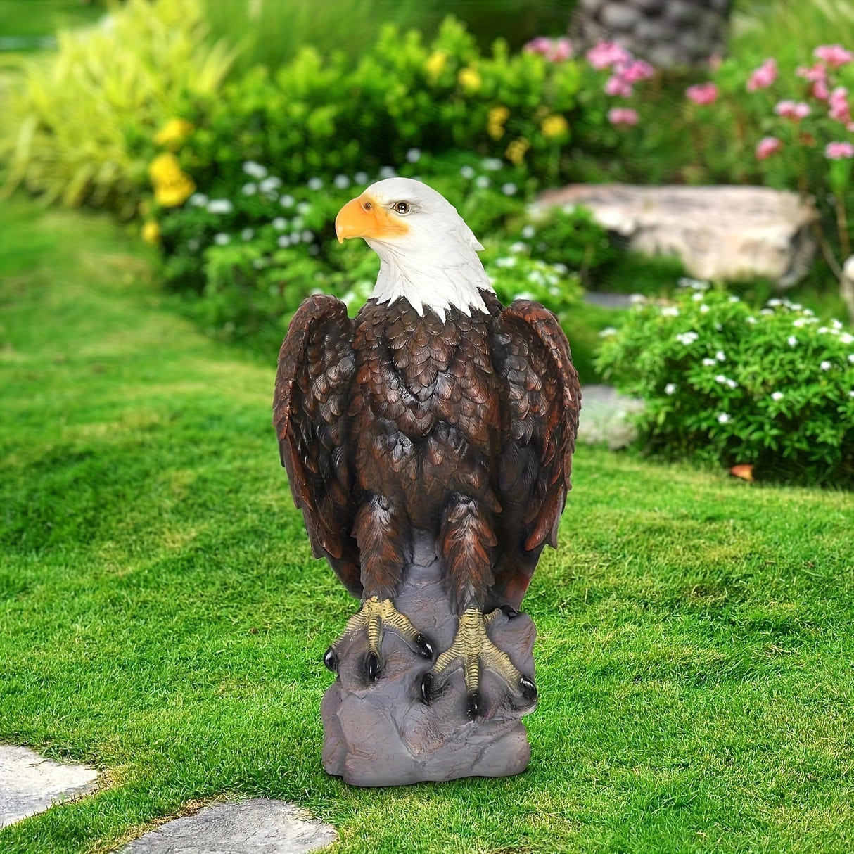Large Standing Bald Eagle Garden Sculpture