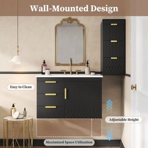 Wall Mounted Bathroom Cabinet With Side Cabinet Combo