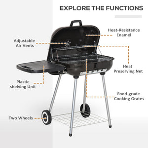 Outsunny 21' Portable Charcoal Grill with Wheels and Bottom Shelf