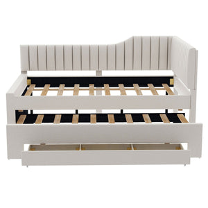 Upholstered Daybed With Trundle And 3 Drawers