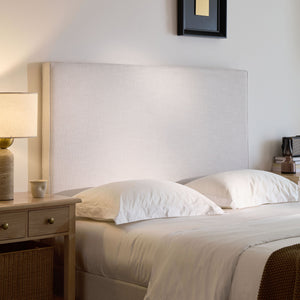 Lucas Tall Headboard Upholstered Bed in Textured Ivory Canvas
