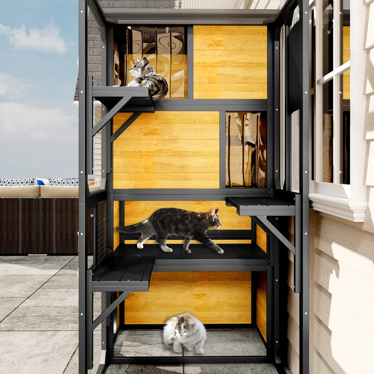 GO Large Cat Catio 4 Tiers Cat Enclosure for Outdoor Cats