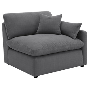 6 Piece Upholstered Modular Sectional Sofa With Reversible Cushions And Ottoman - Charcoal