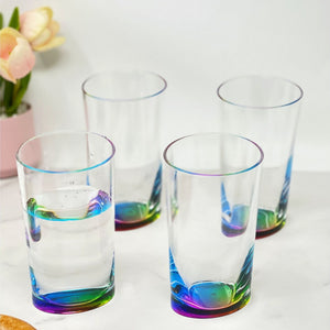 Leading Ware Oval Halo Acrylic Glasses Drinking, 15Oz (Set of 4) Hi Ball, Bpa Free - Clear