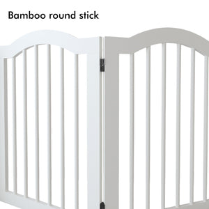 4 Panel Freestanding Pet Gate With Foldable Design And Support Feet - White