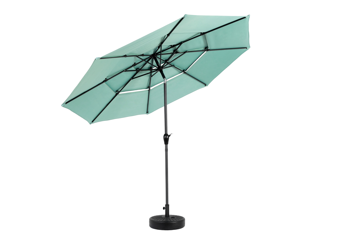 Aluminium 10ft 3 Tier Auto-Tilt Outdoor Patio Umbrella - Light Green