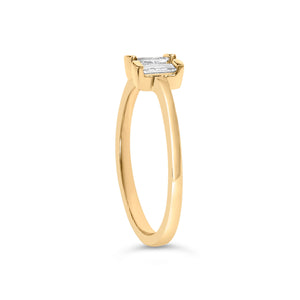 14K Yellow Gold Plated Sterling Silver 1/5 Cttw Baguette Diamond Open Band Ring