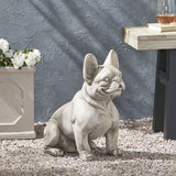 Dog Garden Sculpture, Outdoor French Bulldog Garden Statue, Rustic White