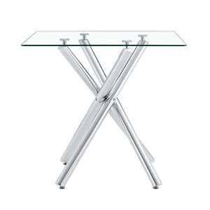 Modern Electroplated Metal Leg Bar Table with Tempered Glass Top