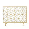 Thayer Single Panel Iron Fireplace Screen With Geometric Design