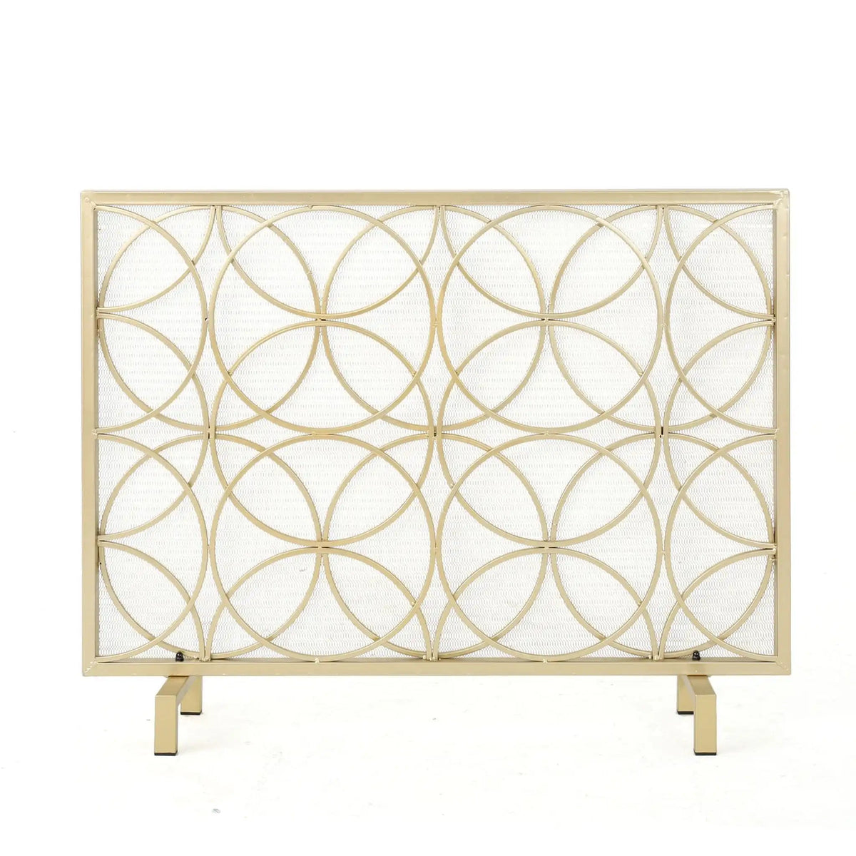 Thayer Single Panel Iron Fireplace Screen With Geometric Design