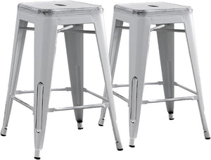 Backless Modern Industrial Bar Stools (Set of 2)