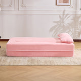 71-Inch Folding Sofa Bed in Pink Chenille with High-Density Foam