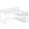 L-Shaped Home Office Desk With Monitor Riser, Drawers, And Storage Shelves