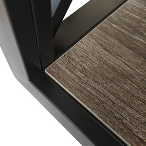 Modern End Table Nightstand with Tempered Glass & Wood Grain MDF
