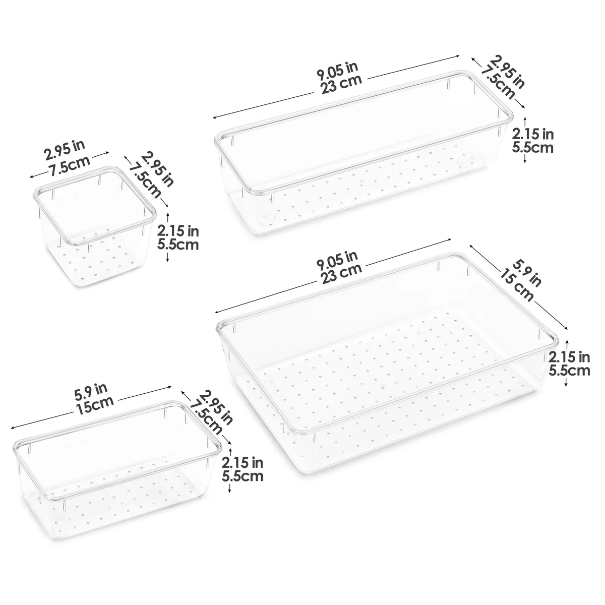25 PCS Clear Plastic Drawer Organizers Set