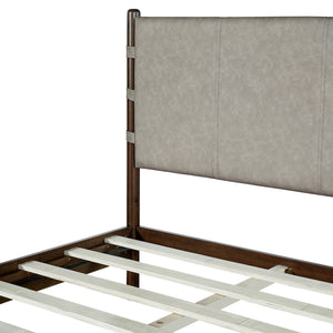 Premium Rubber Wood Platform Bed Frame, King Size with Headboard