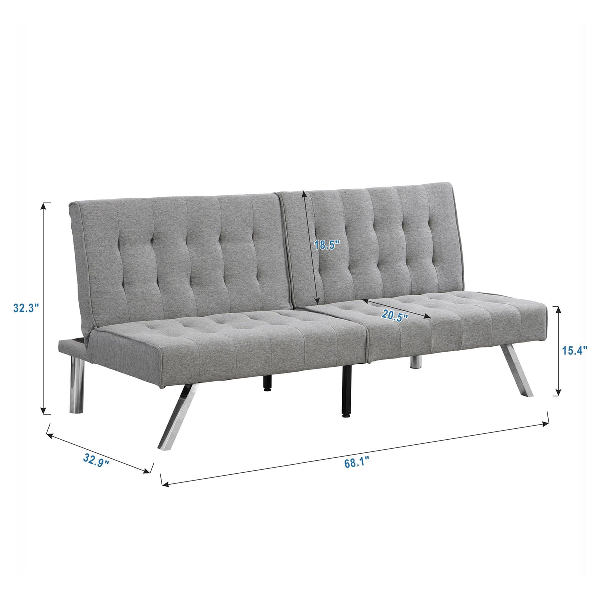 Modern Sofa Bed With Wood Frame And Stainless Legs