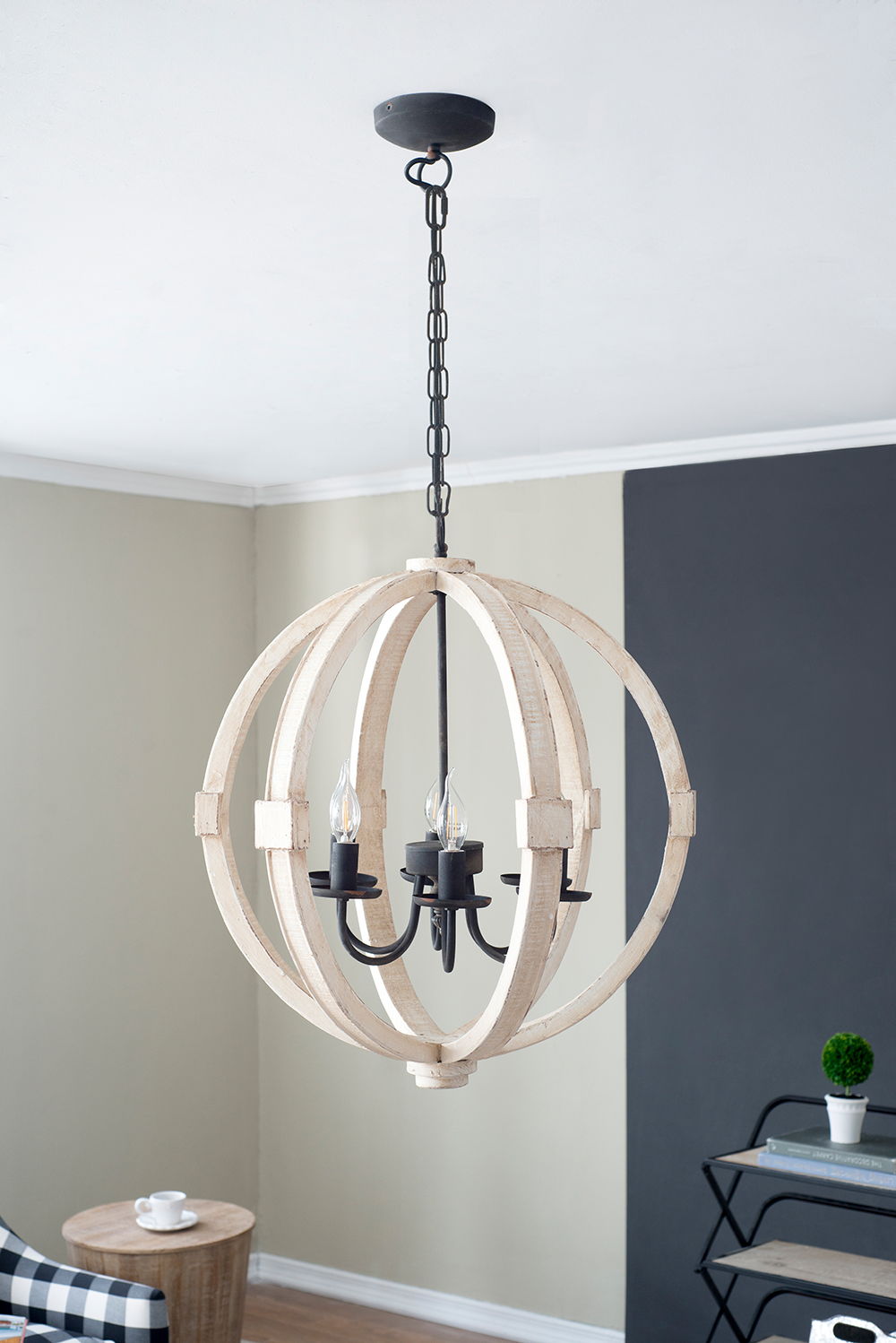 Chandelier, Hanging Light Fixture With Adjustable Chain For Kitchen, Bulb Not Included