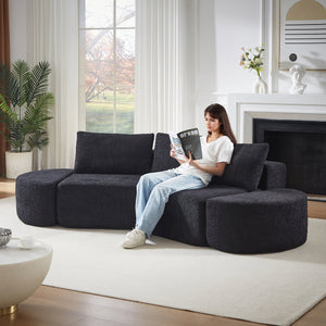 106.3-Inch V-Shaped Modular Sofa Set in Chenille Fabric