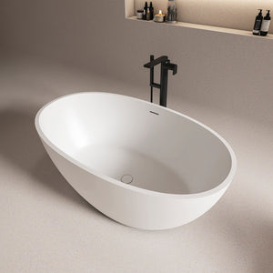 55 Inch Freestanding Solid Surface Soaking Bathtub