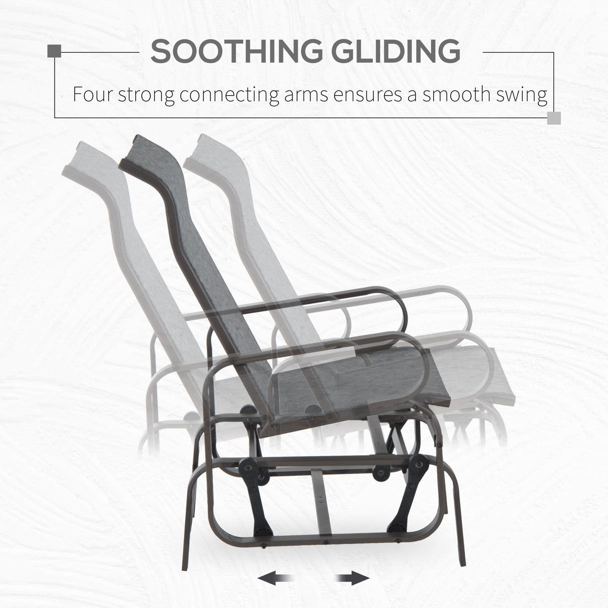 Outsunny outdoor glider chair, gliders for outside patio with smooth rocking mechanism and lightweight construction for backyard, gray