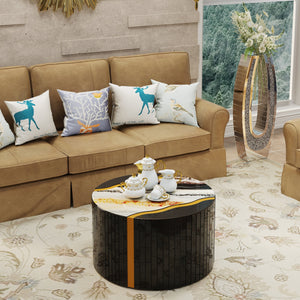Modern Round Coffee Table with Glass Top
