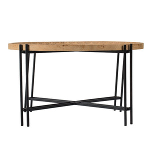 Farmhouse Round Wooden Round Coffee Table With Metal Legs - Black / Brown