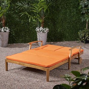 Etherealize - Outdoor Adjustable Double Chaise Lounge With Water Resistant Cushions