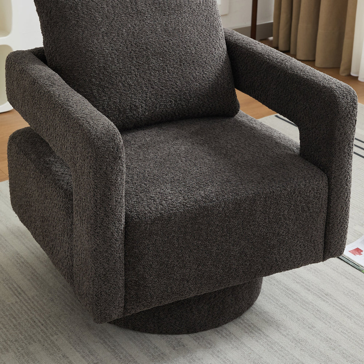 Stonewell Square Swivel Accent Chair with Open Back