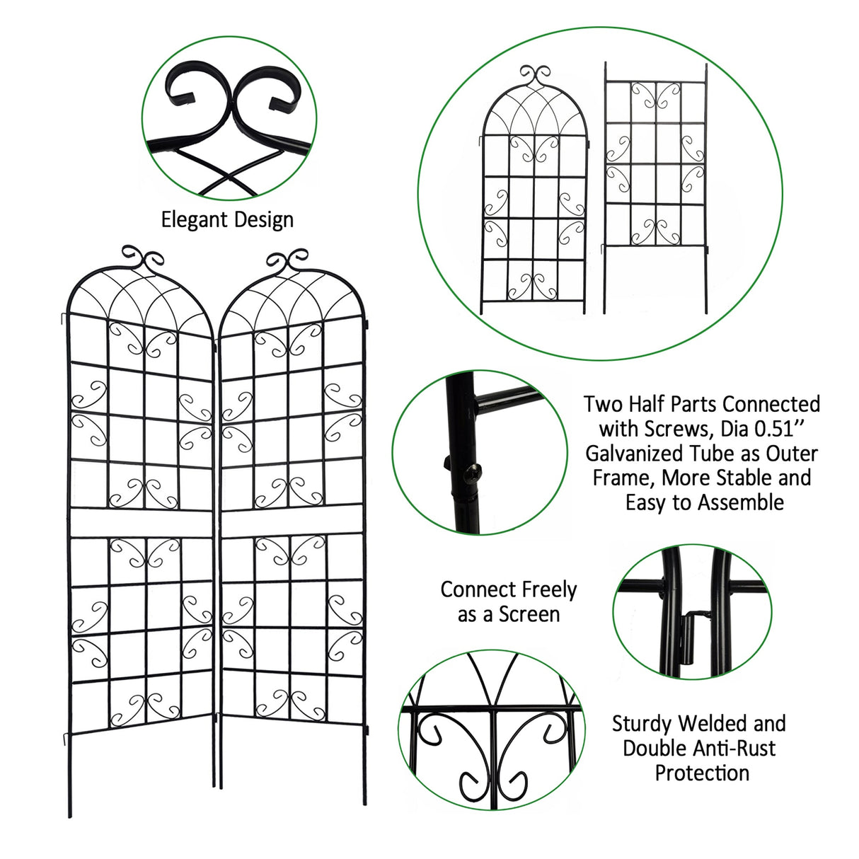 Metal Garden Trellis 4 Pack Rustproof Climbing Plant Supports