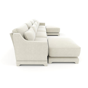 Elegant Four-Seater Sofa with Movable Ottoman and Lumbar Pillow