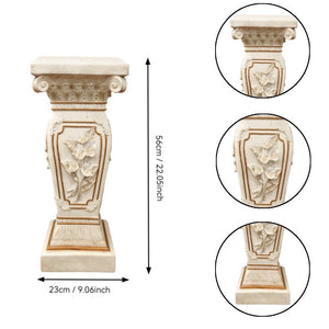 22.05" H x 9.06" W European Style Floral Carved Roman Column Pedestal