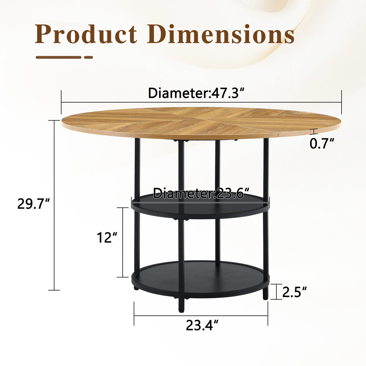 47.3-Inch Diameter Modern Splicing Circular Dining Table