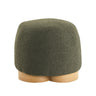 Round Soft Teddy Fabric Upholstered Ottoman with Metal Accents - White or Dark Green
