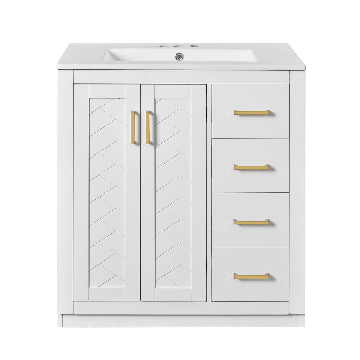 Bathroom Vanity With Sink, Storage Cabinet, Freestanding Set With 3 Drawers & Soft Closing Doors