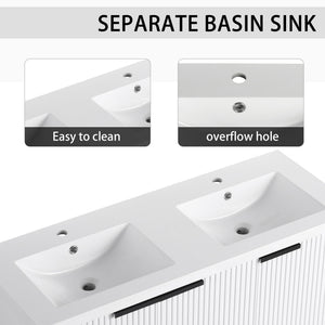 Contemporary Wall Mounted Bathroom Vanity With Resin Double Sink
