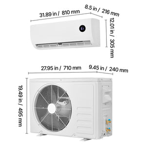 Mini Split Air Conditioner, 9000 BTU 115V Fast Cooling & Heating