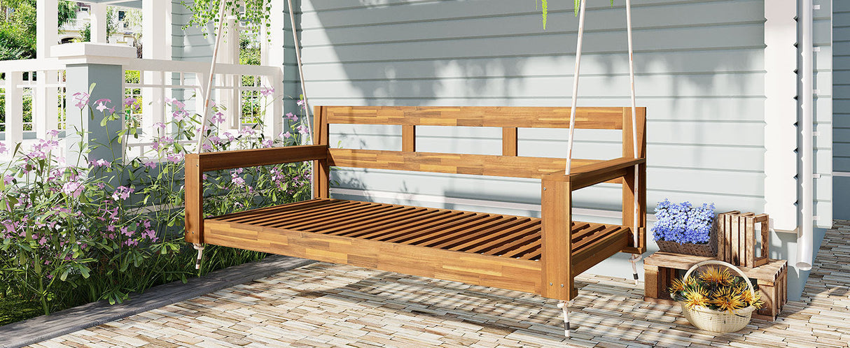 TOPMAX Patio Wooden Twin Size Porch Swing Daybed Frame