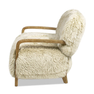 Enchante - Sheepskin Accent Loveseat - Taupe / Natural